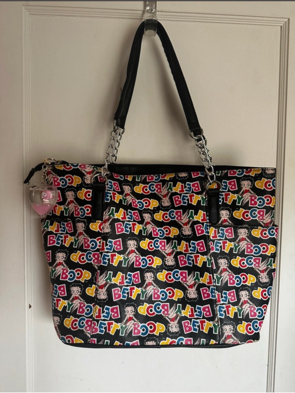 Betty Boop Black Multi-Color Logo Tote